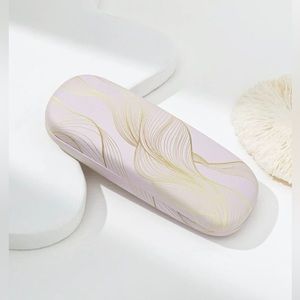 Light Pink and Gold Metallic Ripple Design Hard Shell Glasses Case